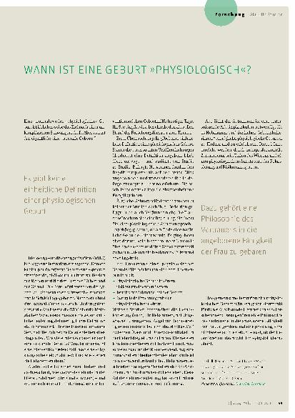Vorschauseite 1: Wann ist eine Geburt "physiologisch"?