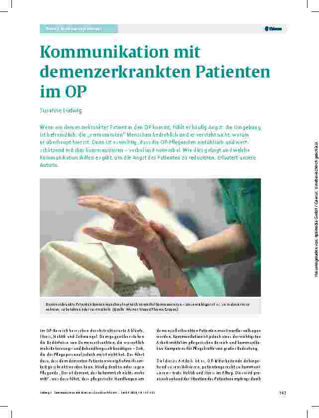 Vorschauseite 1: Kommunikation mit demenzerkrankten Patienten im OP