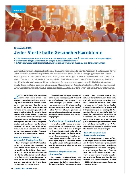Vorschauseite 1: Hitzewelle 2024: Jeder Vierte hatte Gesundheitsprobleme