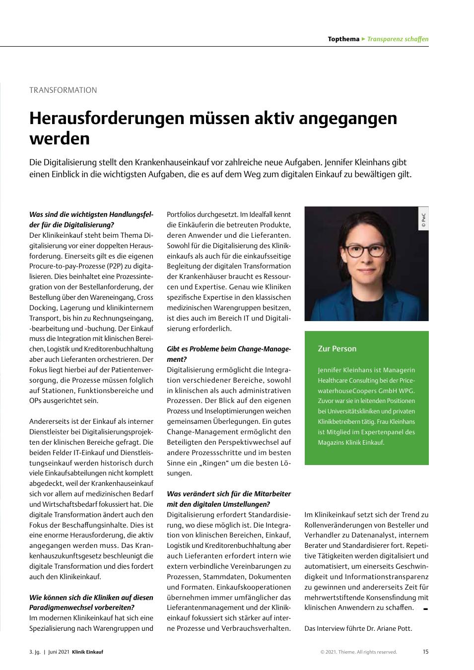 Vorschauseite 1: Transformation: Herausforderungen müssen aktiv angegangen werden.