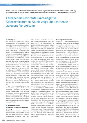 Vorschauseite 1: Carbapenem-resistente Gram-negative Stäbchenbakterien: Studie zeigt überraschende aerogene Verbreitung