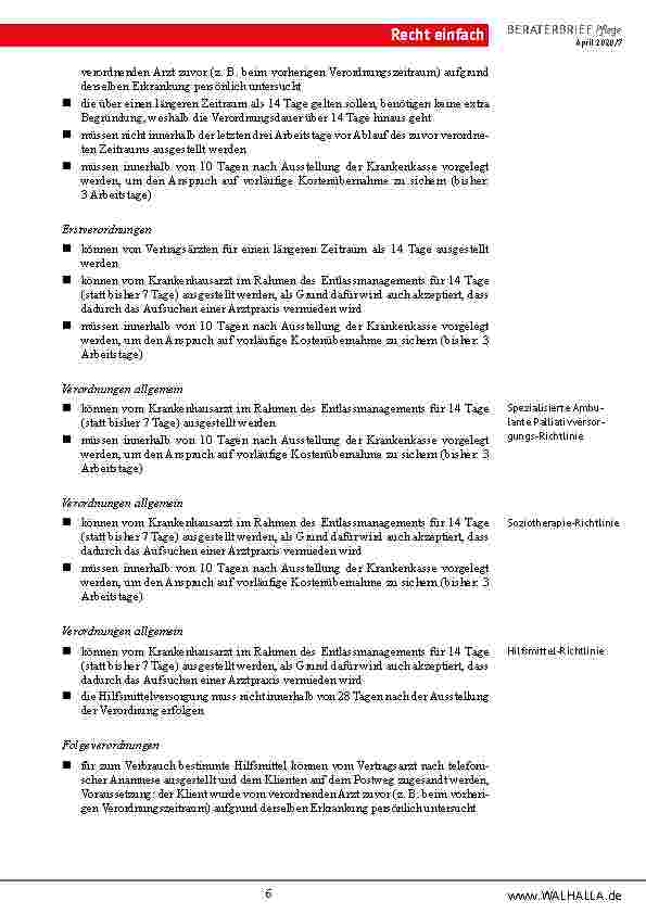 Vorschauseite 6: Krankenhausentlastungsgesetz: Diese Änderungen gelten seit 28. 03. 2020 für die soziale Pflegeversicherung!