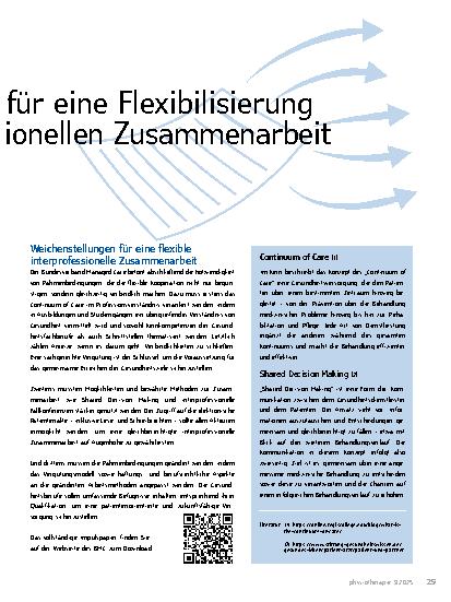 Vorschauseite 2: BMC-Impulspapier: Lösungsansätze für eine Flexibilisierung der interprofessionellen Zusammenarbeit