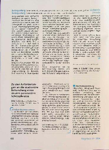 Vorschauseite 1: Zu den Anforderungen an die stationäre Behandlung einer akuten paranoiden Schizophrenie: