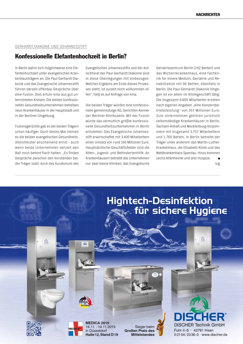 Vorschauseite 1: Konfessionelle Elefantenhochzeit in Berlin?
