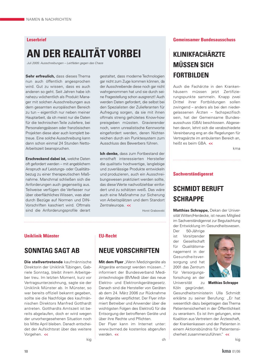 Vorschauseite 1: Schmidt beruft Schrappe