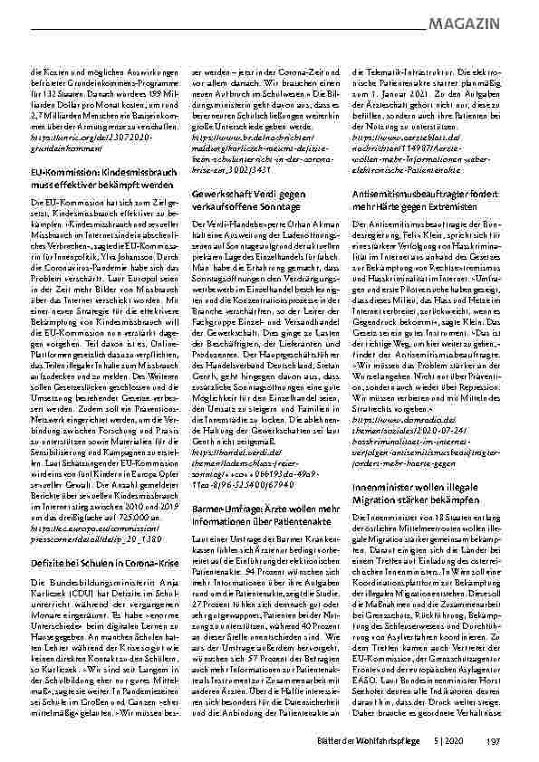 Vorschauseite 2: Fachinformationen der Blätter der Wohlfahrtspflege