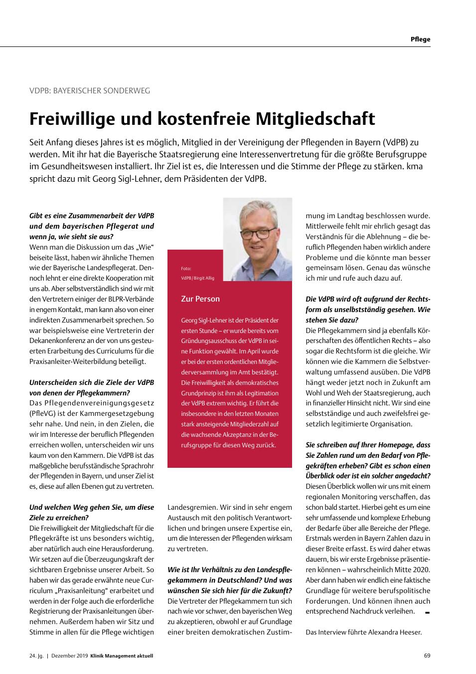 Vorschauseite 1: VdPB: Bayerischer Sonderweg: Freiwillige und kostenfreie Mitgliedschaft