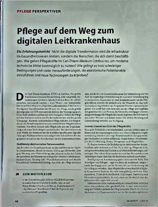 Vorschauseite 1: Pflege auf dem Weg zum digitalen Leitkrankenhaus