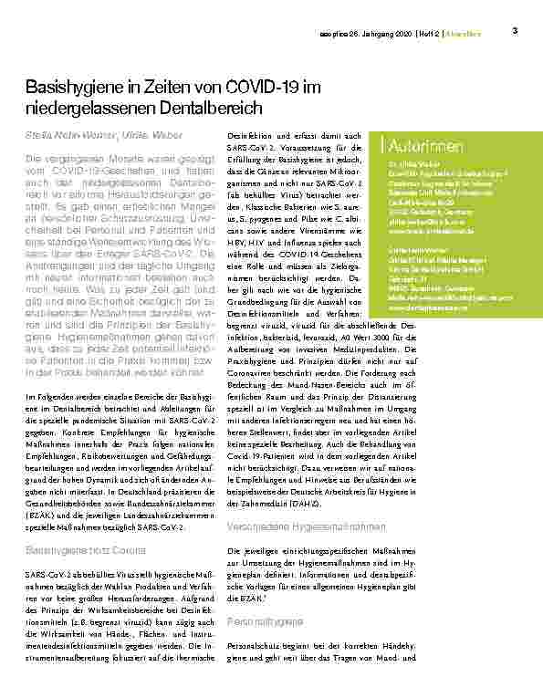 Vorschauseite 1: Basishygiene in Zeiten von COVID-19 im niedergelassenen Dentalbereich