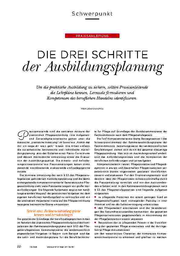 Vorschauseite 1: DIE DREI SCHRITTE der Ausbildungsplanung