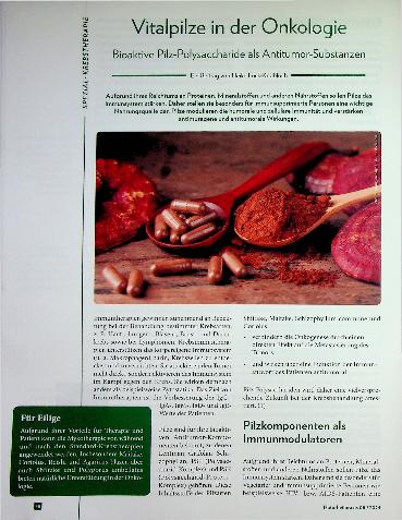 Vorschauseite 1: Vitalpilze in der Onkologie: Bioaktive Pilz-Polysaccharide als Antitumor-Substanzen