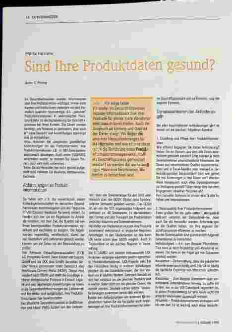 Vorschauseite 1: Sind Ihre Produktdaten gesund? The text is already correctly spelled.