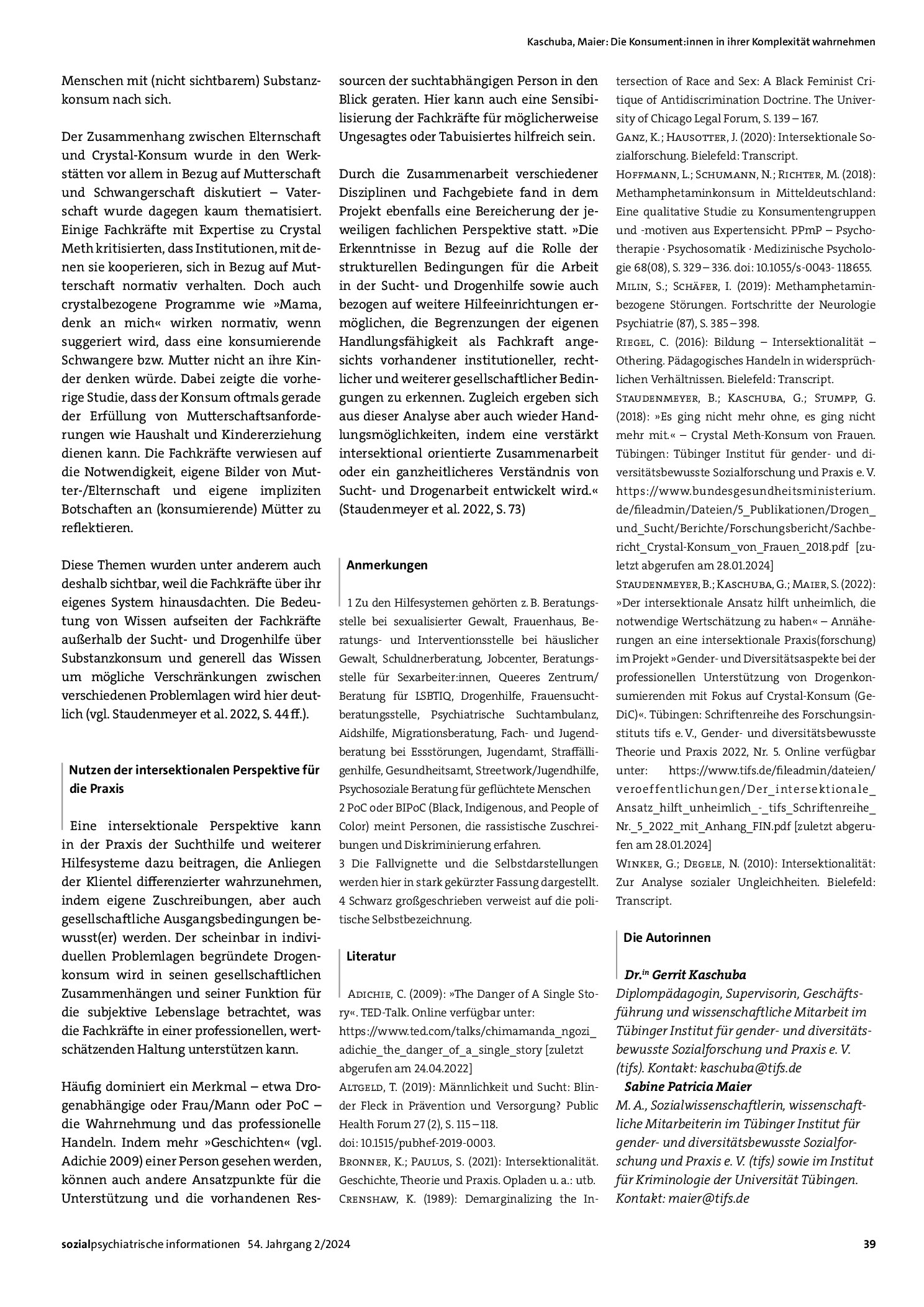 Vorschauseite 4: Die Konsument: innen in ihrer Komplexität wahrnehmen: Gender- und Diversitätsaspekte bei der professionellen Unterstützung von Drogenkonsumierenden mit Fokus auf Crystal Meth (For…