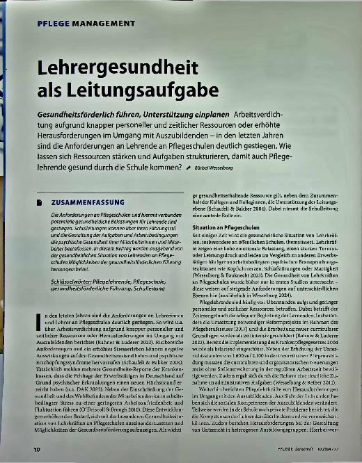 Vorschauseite 1: Lehrergesundheit als Leitungsaufgabe