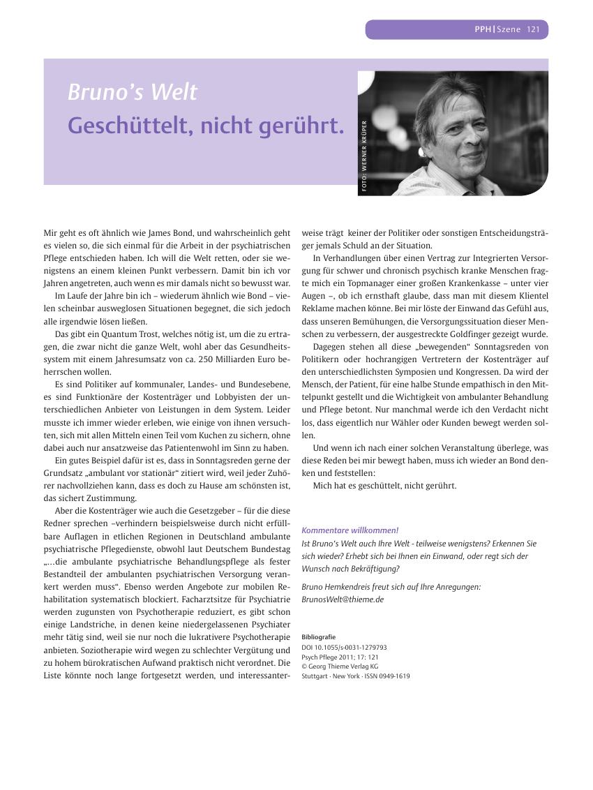 Vorschauseite 1: Bruno? s Welt-Geschüttelt, nicht gerührt.