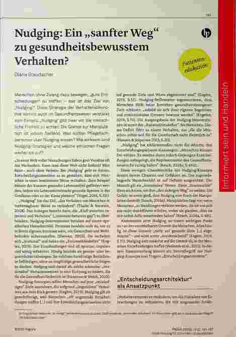 Vorschauseite 1: Nudging: Ein „sanfter Weg“ zu gesundheitsbewusstem Verhalten?