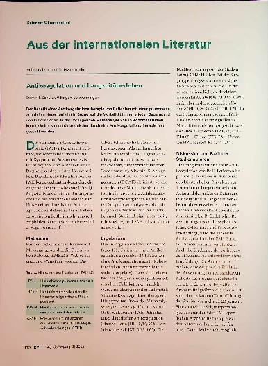 Vorschauseite 1: Antikoagulation und Langzeitüberleben