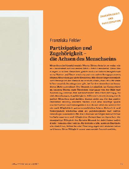 Vorschauseite 1: Partizipation und Zugehörigkeit - die Achsen des Menschseins