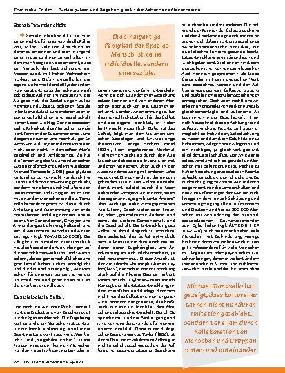 Vorschauseite 2: Partizipation und Zugehörigkeit - die Achsen des Menschseins