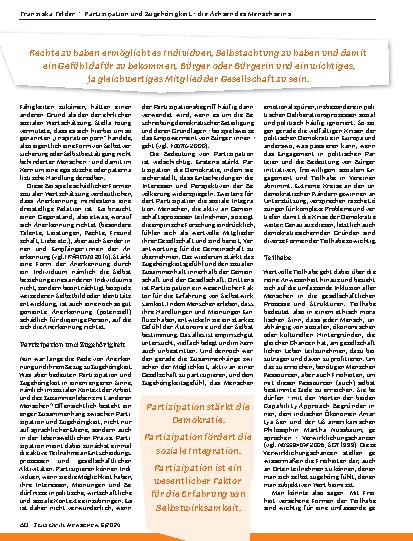 Vorschauseite 4: Partizipation und Zugehörigkeit - die Achsen des Menschseins