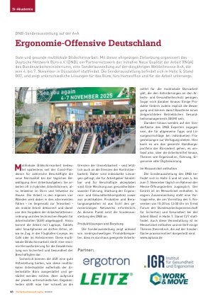 Vorschauseite 1: DNB-Sonderausstellung auf der A+A Ergonomie-Offensive Deutschland