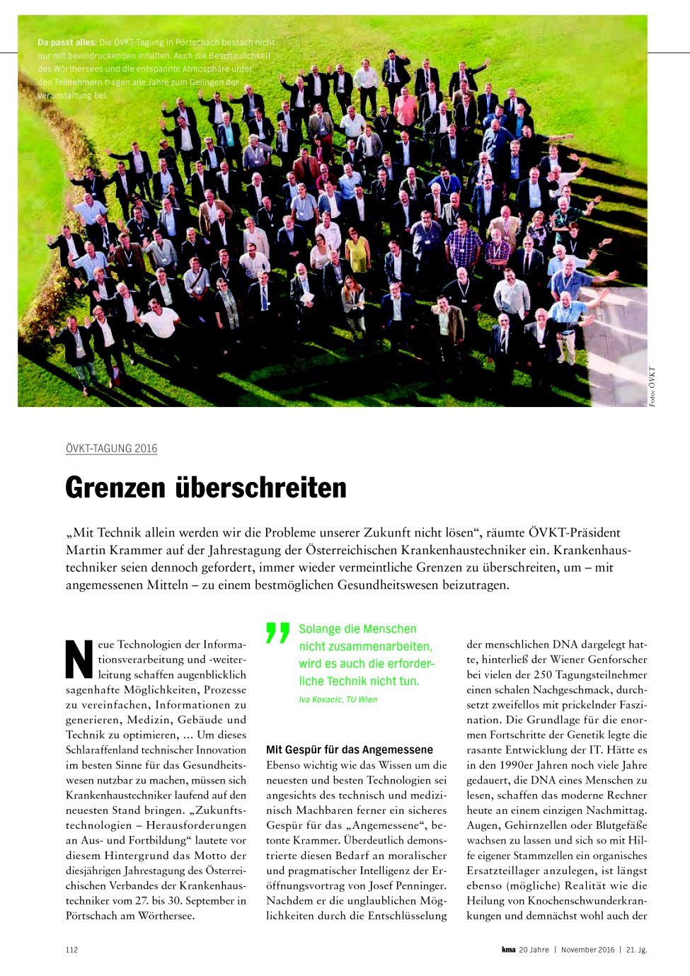 Vorschauseite 1: ÖVKT-Tagung 2016: Grenzen überschreiten