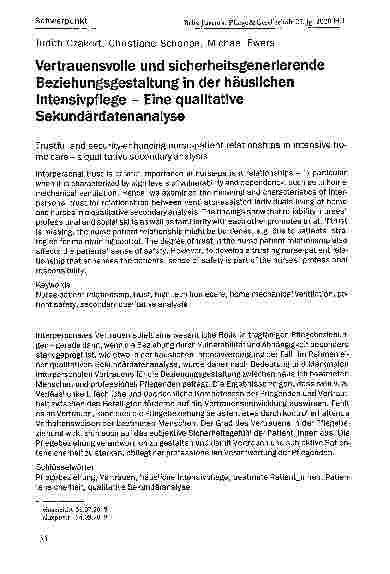 Vorschauseite 1: Vertrauensvolle und sicherheitsgenerierende Beziehungsgestaltung in der häuslichen Intensivpflege - Eine qualitative Sekundärdatenanalyse