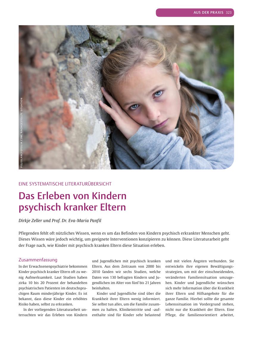Vorschauseite 1: Das Erleben von Kindern psychisch kranker Eltern