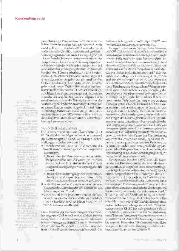 Vorschauseite 2: Sicherstellungszuschlag - nur für Inselkrankenhäuser?