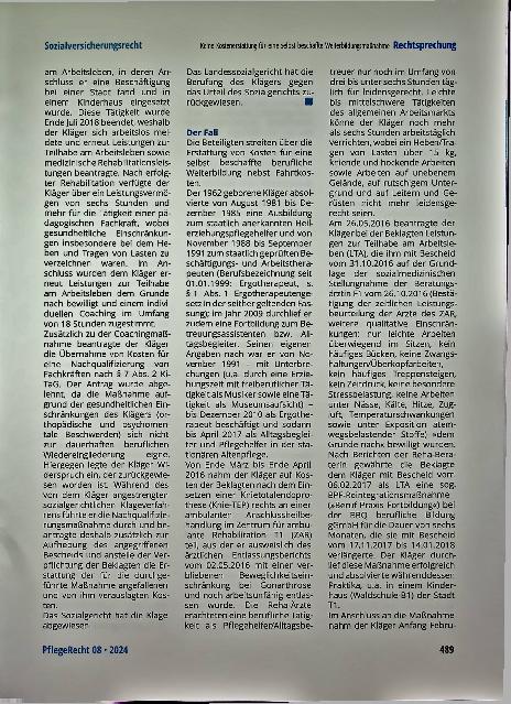 Vorschauseite 2: Keine Kostenerstattung für eine selbstbeschaffte Weiterbildungsmaßnahme.