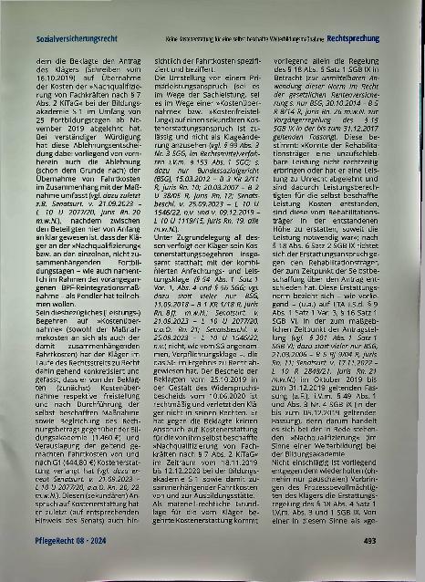 Vorschauseite 6: Keine Kostenerstattung für eine selbstbeschaffte Weiterbildungsmaßnahme.
