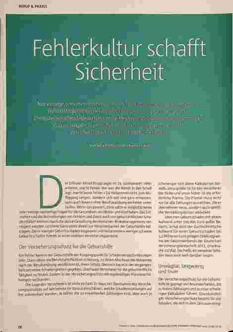 Vorschauseite 1: Fehlerkultur schafft Sicherheit