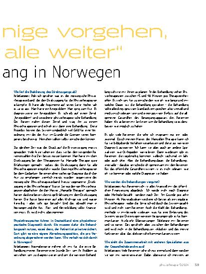 Vorschauseite 2: „Wenn einige vorgehen, bringt es alle weiter“ Der Direktzugang in Norwegen