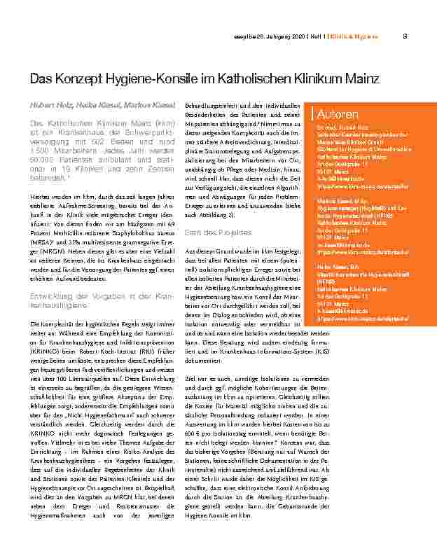 Vorschauseite 1: Das Konzept Hygiene-Konsile im Katholischen Klinikum Mainz