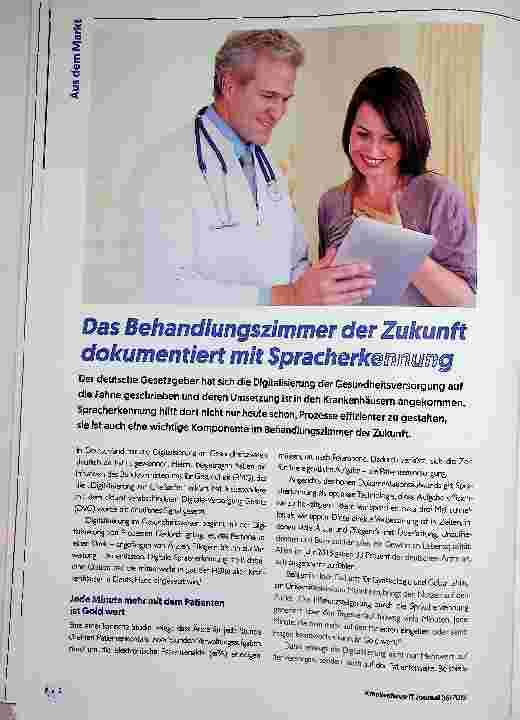 Vorschauseite 1: Das Behandlungszimmer der Zukunft dokumentiert mit Spracherkennung