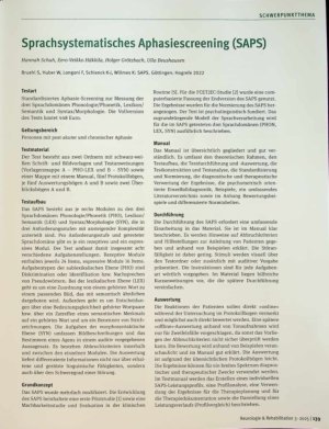 Vorschauseite 1: Sprachsystematisches Aphasiescreening (SAPS)
