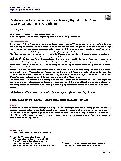 Vorschauseite 1: Postoperative Patientenedukation – „Nursing Digital Toolbox“ bei Kataraktpatientinnen und -patienten
