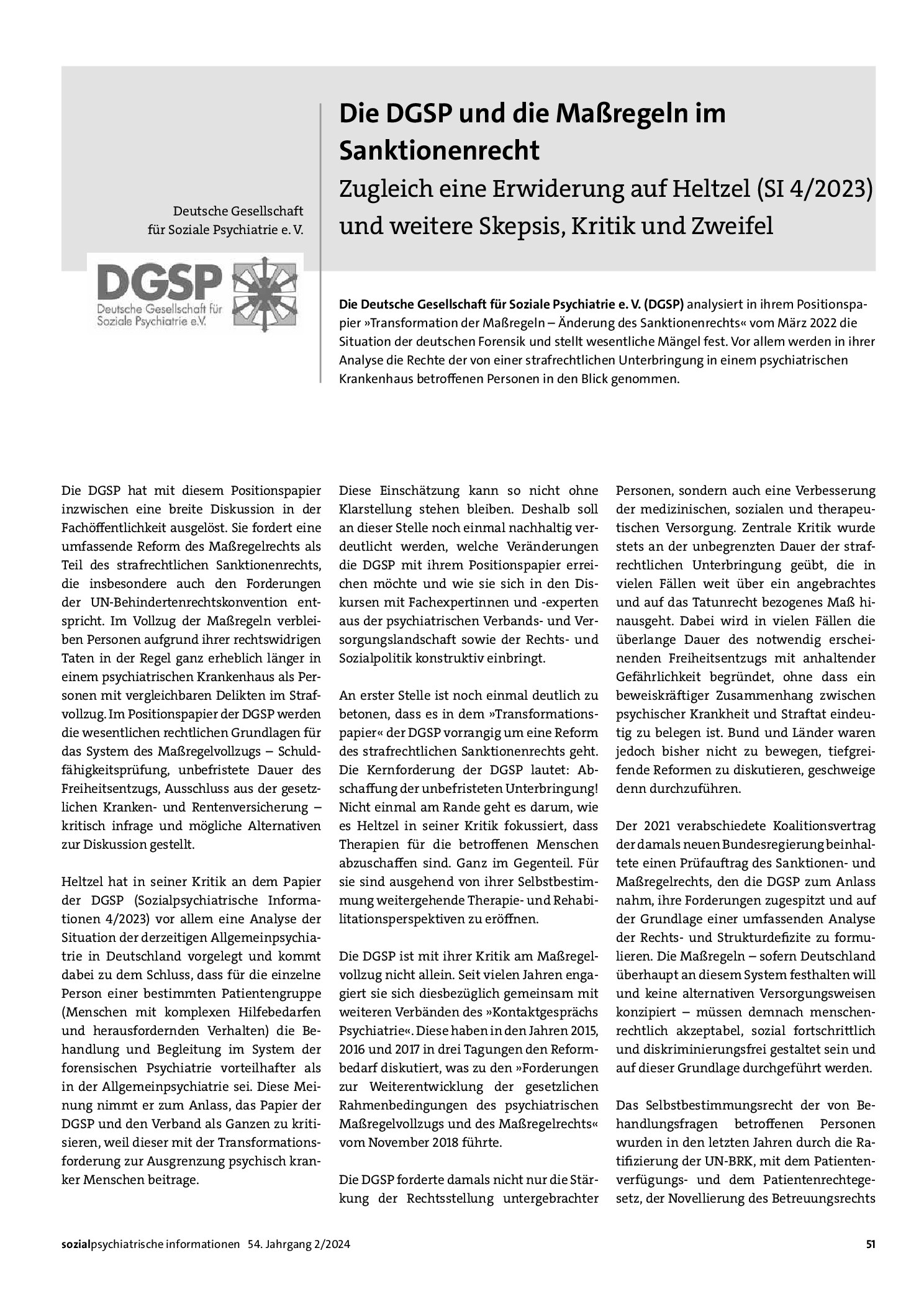 Vorschauseite 1: Die DGSP und die Maßregeln im Sanktionenrecht