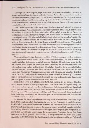 Vorschauseite 4: Von Anwälten, Geschworenen und dem Publikum der pflegewissenschaftlichen Entwicklung in Deutschland. Ein Denkanstoß zur Wahl des Publikationsorgans der DGP