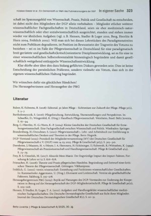 Vorschauseite 5: Von Anwälten, Geschworenen und dem Publikum der pflegewissenschaftlichen Entwicklung in Deutschland. Ein Denkanstoß zur Wahl des Publikationsorgans der DGP