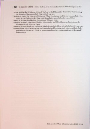 Vorschauseite 6: Von Anwälten, Geschworenen und dem Publikum der pflegewissenschaftlichen Entwicklung in Deutschland. Ein Denkanstoß zur Wahl des Publikationsorgans der DGP