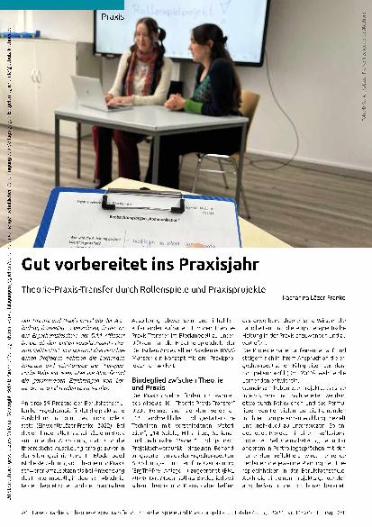 Vorschauseite 1: Gut vorbereitet ins Praxisjahr. Theorie-Praxis-Transfer durch Rollenspiele und Praxisprojekte.