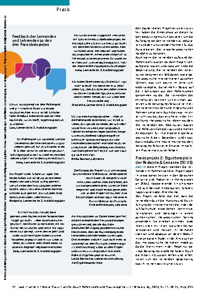 Vorschauseite 3: Gut vorbereitet ins Praxisjahr. Theorie-Praxis-Transfer durch Rollenspiele und Praxisprojekte.