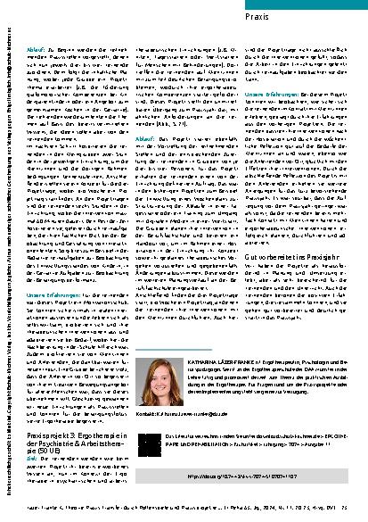 Vorschauseite 4: Gut vorbereitet ins Praxisjahr. Theorie-Praxis-Transfer durch Rollenspiele und Praxisprojekte.