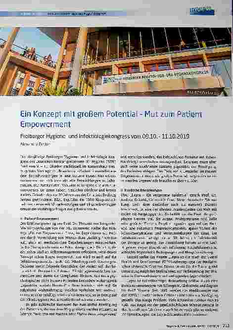 Vorschauseite 1: Ein Konzept mit großem Potential - Mut zum Patient Empowerment Freiburger Hygieneund Infektiologiekongress vom 09. 10. -11. 10. 2019