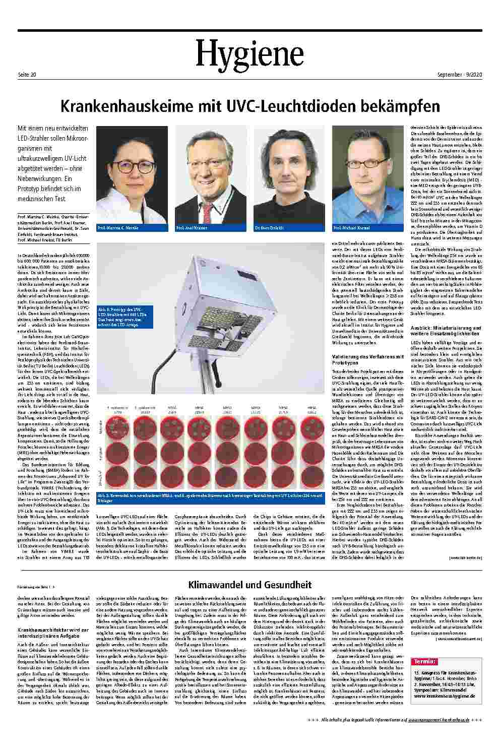 Vorschauseite 1: Krankenhauskeime mit UVC-Leuchtdioden bekämpfen