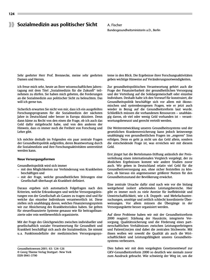 Vorschauseite 1: Sozialmedizin aus politischer Sicht