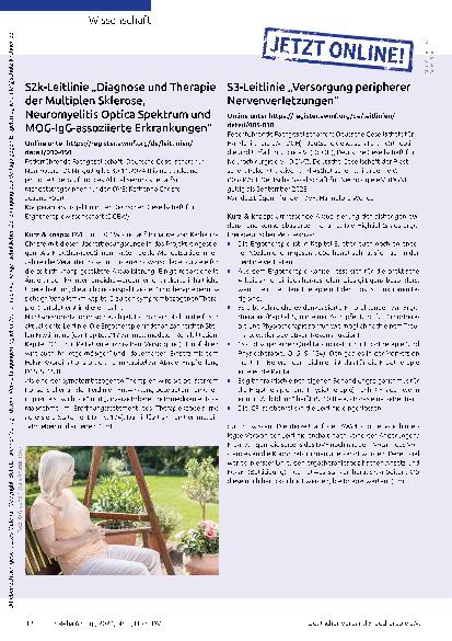 Vorschauseite 1: S2k-Leitlinie „Diagnose und Therapie der Multiplen Sklerose, Neuromyelitis Optica Spektrum und MOG-IgG-assoziierte Erkrankungen“