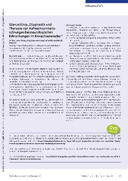 Vorschauseite 2: S2k-Leitlinie „Diagnose und Therapie der Multiplen Sklerose, Neuromyelitis Optica Spektrum und MOG-IgG-assoziierte Erkrankungen“